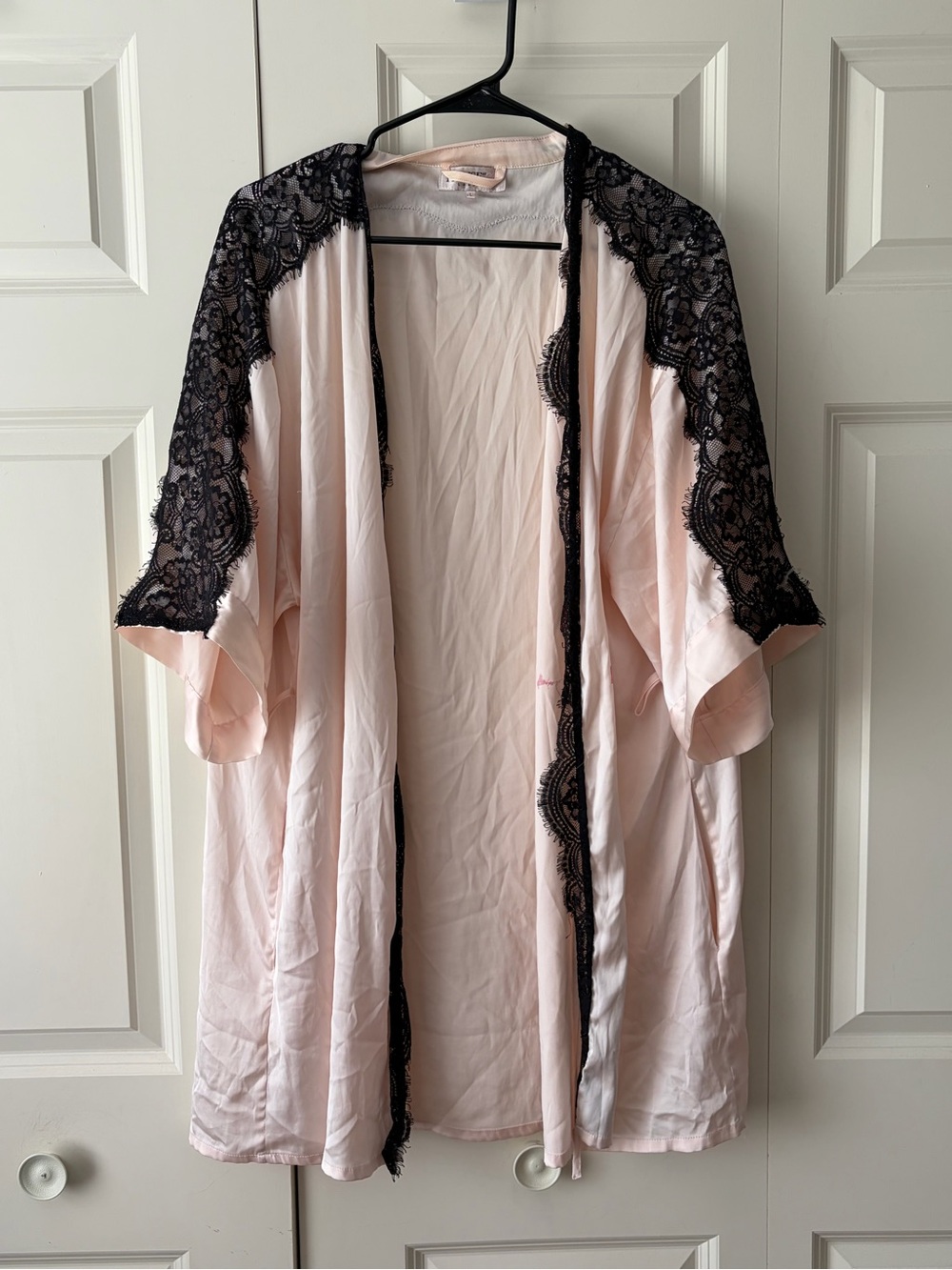 House of CB Pink Black Lace Robe